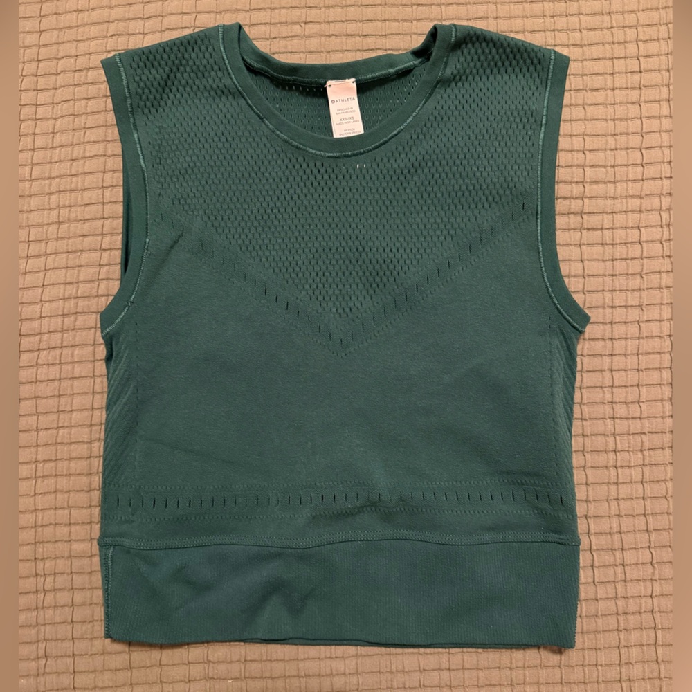 Athleta Deep Teal Textured Sleeveless Tank